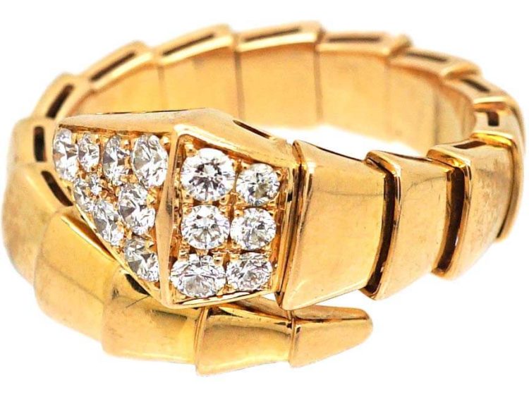 Serpenti Viper 18ct Gold & Diamond Ring by Bulgari