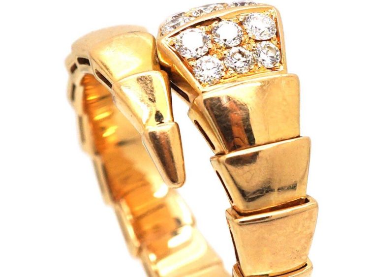 Serpenti Viper 18ct Gold & Diamond Ring by Bulgari