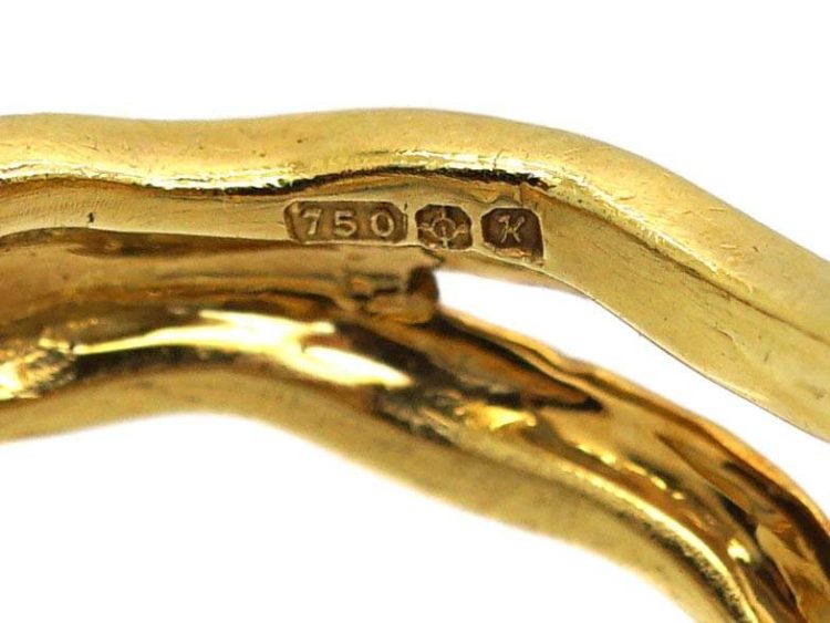 Vintage 18ct Gold Double Heart Ring set with Lapis Lazuli & Diamonds