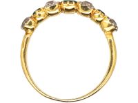 Georgian 18ct Gold, Emerald & Diamond Seven Stone Ring