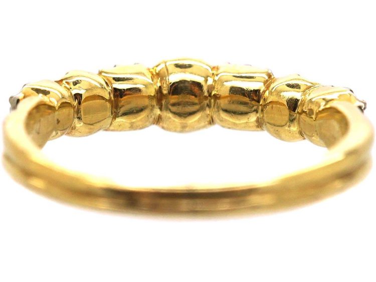 Georgian 18ct Gold, Emerald & Diamond Seven Stone Ring