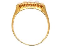 Victorian 18ct Gold Five Stone Opal & Diamond Oval Cluster Ring