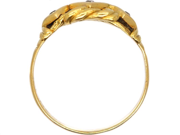 Early 20th Century 18ct Gold Knot Ring set with Three Diamonds