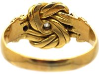 Early 20th Century 18ct Gold Knot Ring set with Three Diamonds