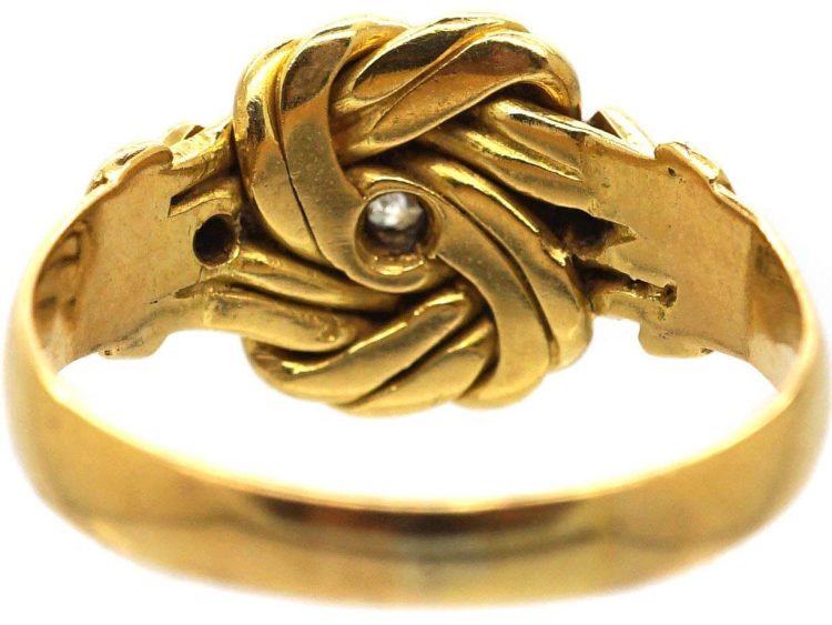 Early 20th Century 18ct Gold Knot Ring set with Three Diamonds