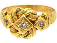 Early 20th Century 18ct Gold Knot Ring set with Three Diamonds