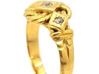 Early 20th Century 18ct Gold Knot Ring set with Three Diamonds