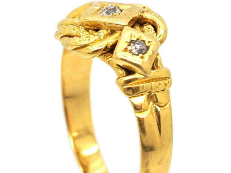 Early 20th Century 18ct Gold Knot Ring set with Three Diamonds