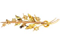Edwardian 9ct Gold Spray Brooch set with Opals, Natural Split Pearls & a Ruby