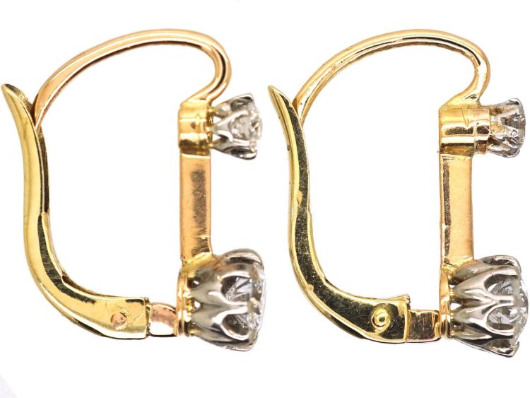 Early 20th Century 18ct Gold, Two Stone Diamond Earrings