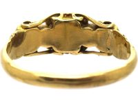 Early Victorian 15ct Gold, Three Stone Emerald & Rose Diamond Ring