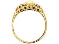 Victorian 18ct Gold, Opal & Diamond Three Stone Carved Half Hoop Ring