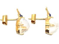 Edwardian 15ct Gold Moonstone & Cabochon Sapphire Earrings