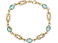 Early 20th Century 9ct Gold Lover's Knot Bracelet set with Zircons