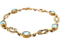 Early 20th Century 9ct Gold Lover's Knot Bracelet set with Zircons
