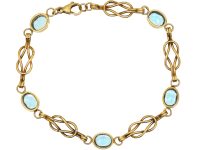 Early 20th Century 9ct Gold Lover's Knot Bracelet set with Zircons