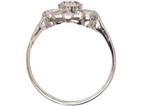 Edwardian 18ct White Gold & Platinum Oval Diamond Starburst Ring