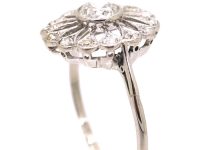 Edwardian 18ct White Gold & Platinum Oval Diamond Starburst Ring