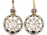Early 20th Century 18ct White & Yellow Gold Diamond Dormeuse Earrings