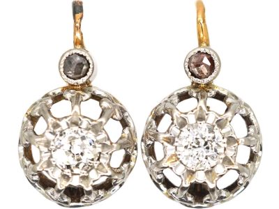 Early 20th Century 18ct White & Yellow Gold Diamond Dormeuse Earrings