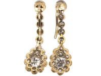 Edwardian 15ct Gold & Platinum Diamond Pear Shaped Drop Earrings