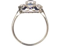 Early 20th Century Platinum, Diamond & Sapphire Cluster Ring