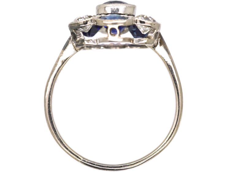 Early 20th Century Platinum, Diamond & Sapphire Cluster Ring