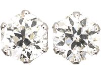 Early 20th Century Platinum Transition Cut Diamond Solitaire Earrings