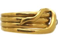Victorian 9ct Gold Snake Ring set with a Diamond