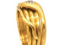 Victorian 9ct Gold Snake Ring set with a Diamond
