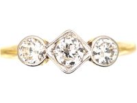 Art Deco 18ct Gold & Platinum Three Stone Diamond Ring