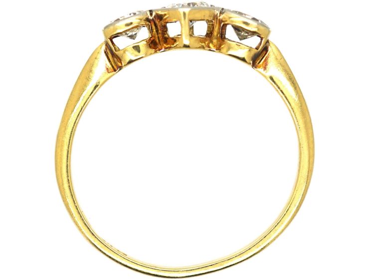 Art Deco 18ct Gold & Platinum Three Stone Diamond Ring