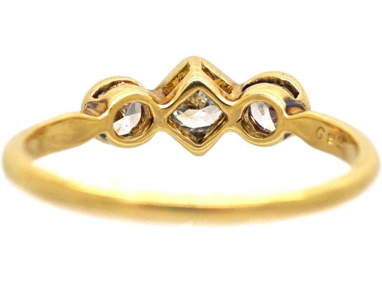 Art Deco 18ct Gold & Platinum Three Stone Diamond Ring