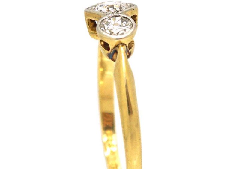 Art Deco 18ct Gold & Platinum Three Stone Diamond Ring