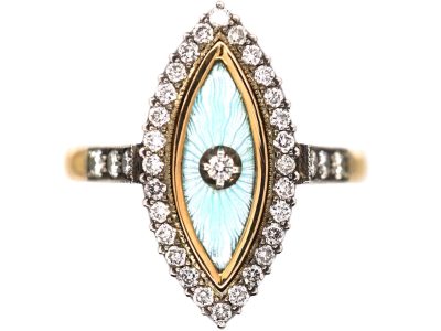 Early 20th Century 14ct Gold, Enamel & Diamond Marquise Ring