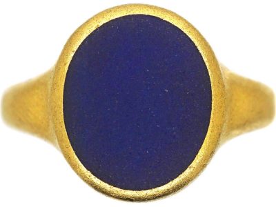 18ct Gold Signet Ring set with Lapis Lazuli by Charles Green & Sons