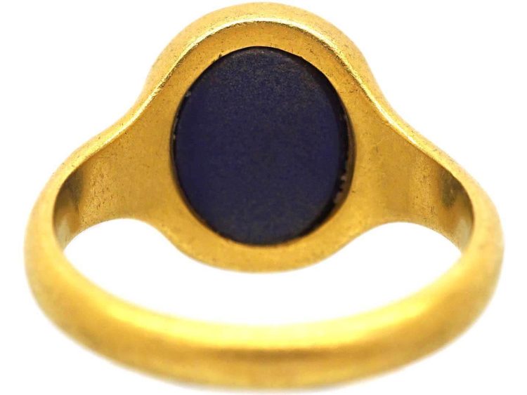 18ct Gold Signet Ring set with Lapis Lazuli by Charles Green & Sons