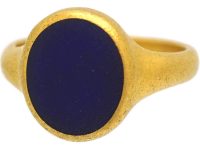 18ct Gold Signet Ring set with Lapis Lazuli by Charles Green & Sons