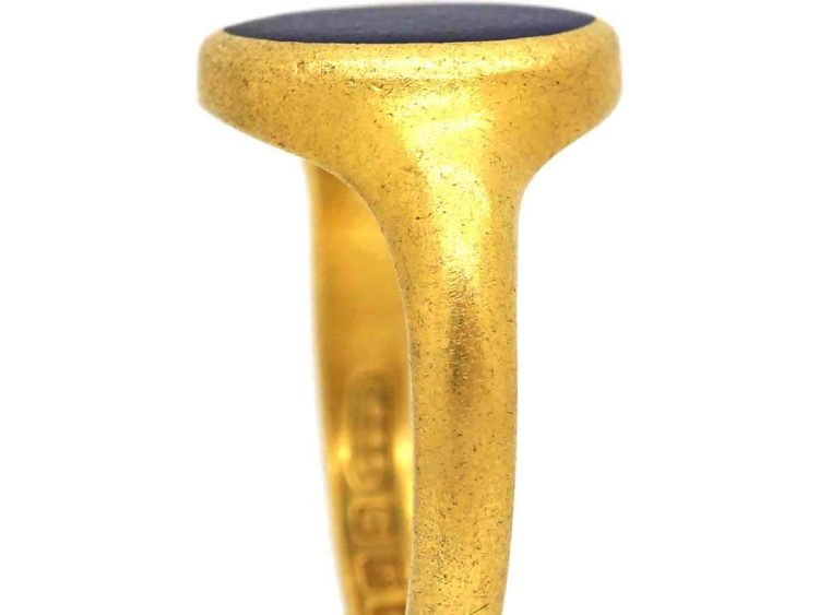 18ct Gold Signet Ring set with Lapis Lazuli by Charles Green & Sons