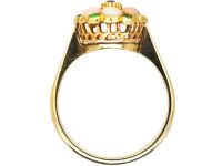Edwardian 18ct Gold Cluster Ring set with a Diamond, Opals & Green Garnets