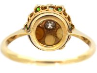 Edwardian 18ct Gold Cluster Ring set with a Diamond, Opals & Green Garnets