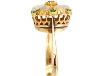 Edwardian 18ct Gold Cluster Ring set with a Diamond, Opals & Green Garnets