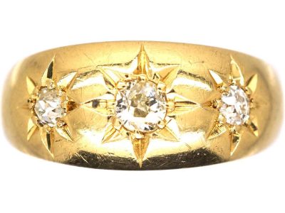 Edwardian 18ct Gold Three Stone Diamond Gypsy Ring