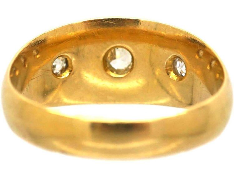 Edwardian 18ct Gold Three Stone Diamond Gypsy Ring