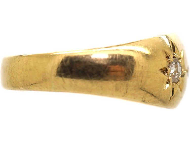Edwardian 18ct Gold Three Stone Diamond Gypsy Ring