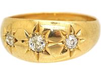 Edwardian 18ct Gold Three Stone Diamond Gypsy Ring