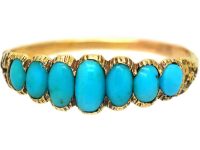 Early Victorian 15ct Gold Ring set with Seven Turquoise