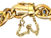 Edwardian 15ct Gold Curb Bracelet set with Diamonds & Sapphires