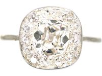 Edwardian Platinum Diamond Cluster Ring