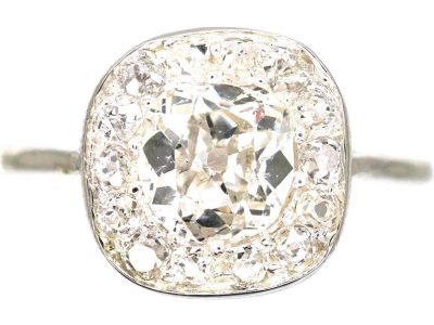 Edwardian Platinum Diamond Cluster Ring